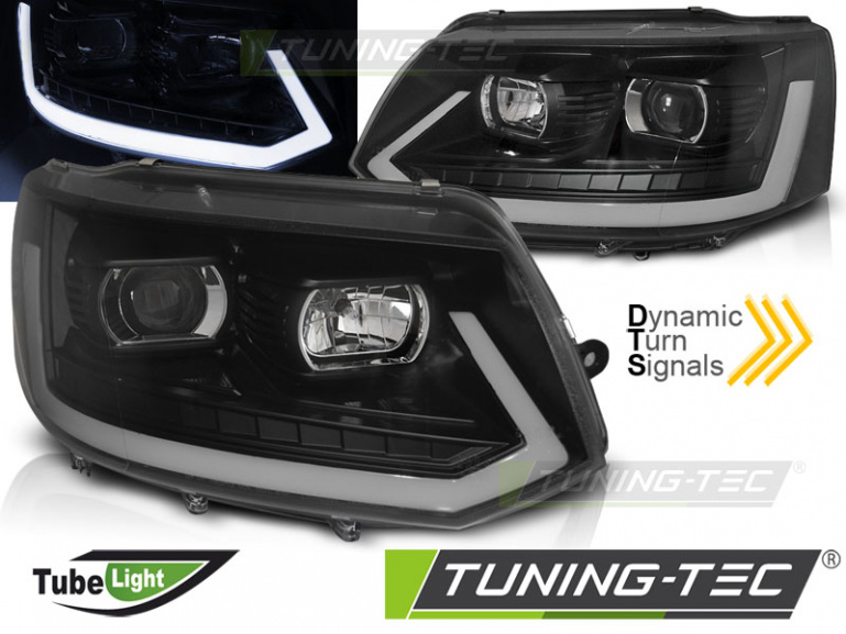 LED Tagfahrlicht Scheinwerfer für VW T5 GP (Facelift) 10-15 schwarz mit dynamischem LED Blinker